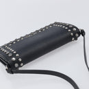 PRADA Shoulder Wallet Safiano leather Black Silver Auth 206147V-6