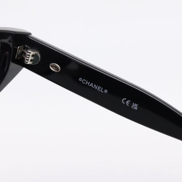 CHANEL COCO Mark Sunglasses Plastic Black CC Auth 206149M