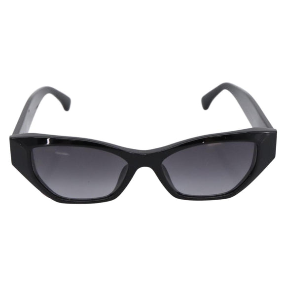 CHANEL COCO Mark Sunglasses Plastic Black CC Auth 206149M