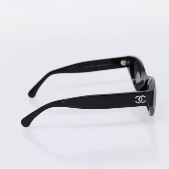 CHANEL COCO Mark Sunglasses Plastic Black CC Auth 206149M