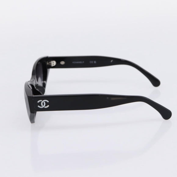 CHANEL COCO Mark Sunglasses Plastic Black CC Auth 206149M
