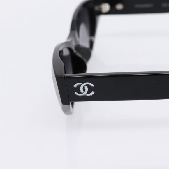 CHANEL COCO Mark Sunglasses Plastic Black CC Auth 206149M