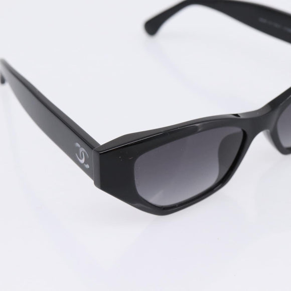 CHANEL COCO Mark Sunglasses Plastic Black CC Auth 206149M