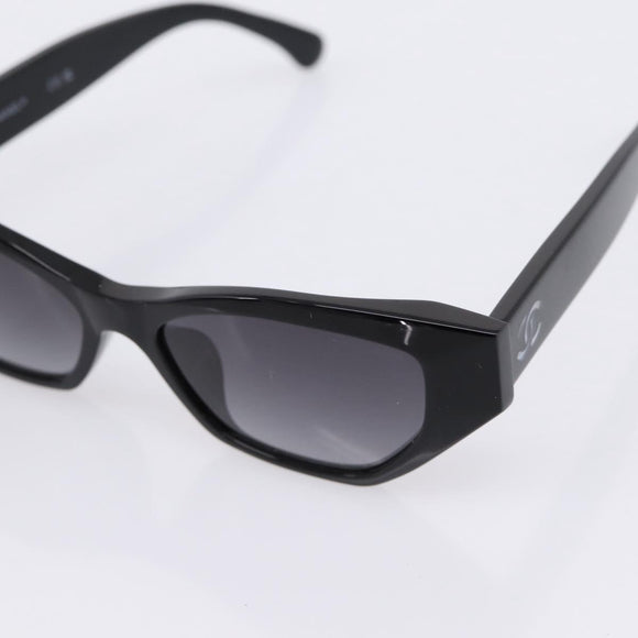 CHANEL COCO Mark Sunglasses Plastic Black CC Auth 206149M