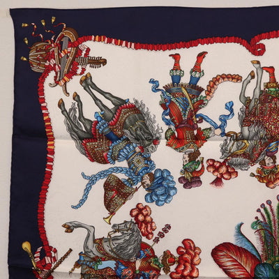 HERMES Carre 90 Scarf "LES FETES DU ROI SOLEIL" Silk Navy Auth 206154M - 0