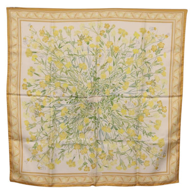 HERMES Carre 90 Scarf Silk Beige Auth 206156M