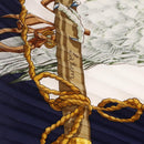 HERMES Pleated Carre 90 Scarf Silk Navy Auth 206158-15