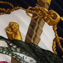 HERMES Pleated Carre 90 Scarf Silk Navy Auth 206158-16