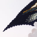 HERMES Pleated Carre 90 Scarf Silk Navy Auth 206158-2