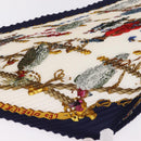 HERMES Pleated Carre 90 Scarf Silk Navy Auth 206158-4