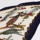 HERMES Pleated Carre 90 Scarf Silk Navy Auth 206158-6