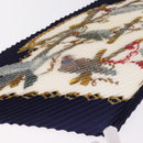 HERMES Pleated Carre 90 Scarf Silk Navy Auth 206158-9