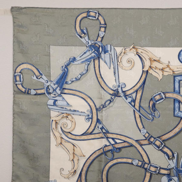 HERMES Carre 90 Scarf Silk Gray Auth 206183