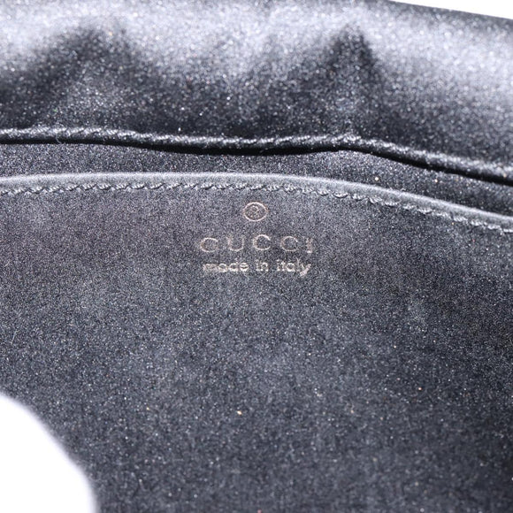GUCCI Shoulder Bag Satin Black Silver Auth 206225A