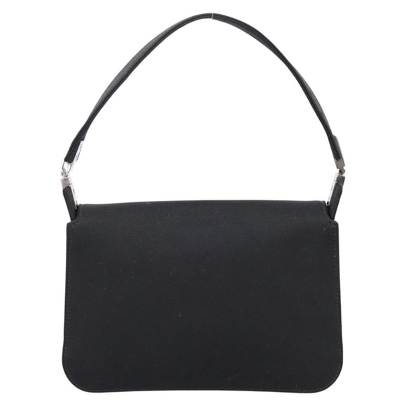GUCCI Shoulder Bag Satin Black Silver Auth 206225A