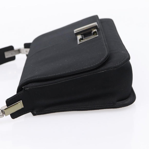 GUCCI Shoulder Bag Satin Black Silver Auth 206225A