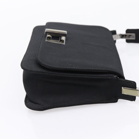 GUCCI Shoulder Bag Satin Black Silver Auth 206225A