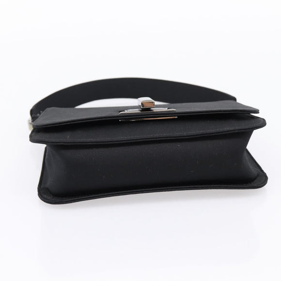 GUCCI Shoulder Bag Satin Black Silver Auth 206225A
