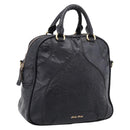 Miu Miu Hand Bag Leather Black Gold Auth 206226-1