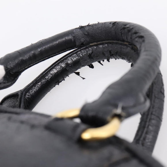 Miu Miu Hand Bag Leather Black Gold Auth 206226