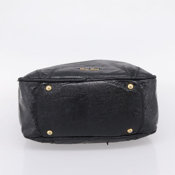 Miu Miu Hand Bag Leather Black Gold Auth 206226