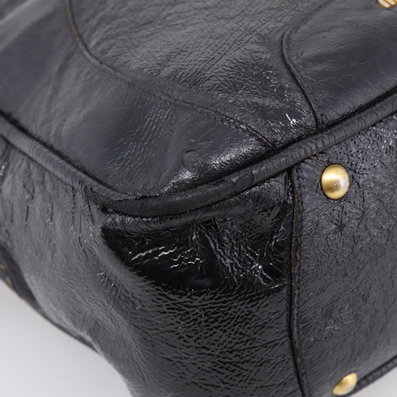 Miu Miu Hand Bag Leather Black Gold Auth 206226