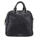 Miu Miu Hand Bag Leather Black Gold Auth 206226-13