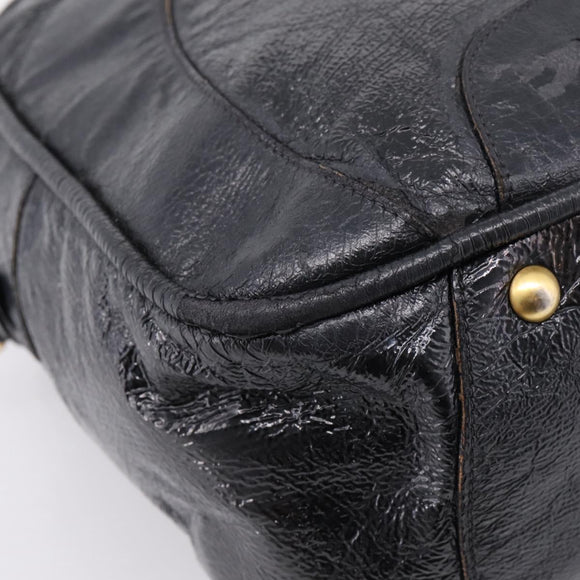Miu Miu Hand Bag Leather Black Gold Auth 206226
