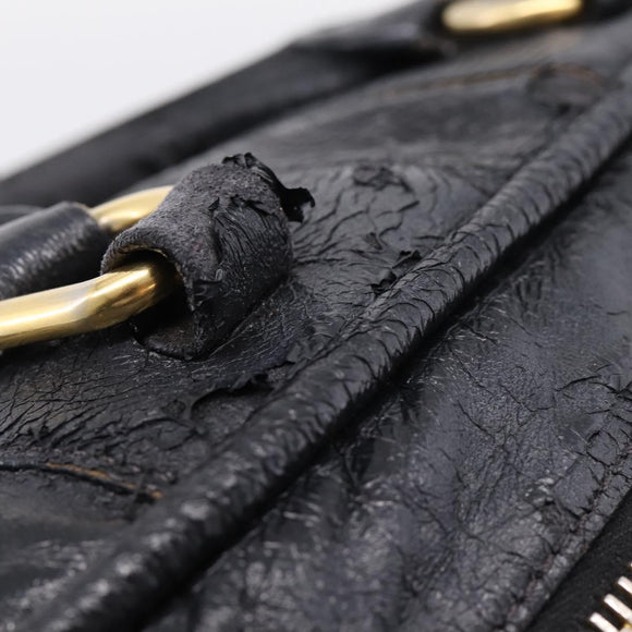 Miu Miu Hand Bag Leather Black Gold Auth 206226