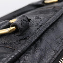 Miu Miu Hand Bag Leather Black Gold Auth 206226-29