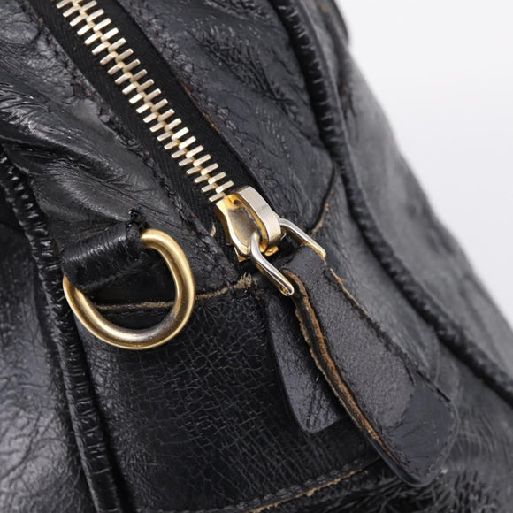 Miu Miu Hand Bag Leather Black Gold Auth 206226