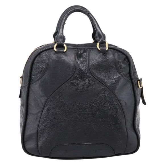 Miu Miu Hand Bag Leather Black Gold Auth 206226
