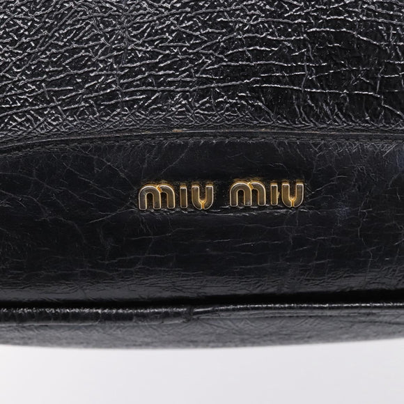 Miu Miu Hand Bag Leather Black Gold Auth 206226