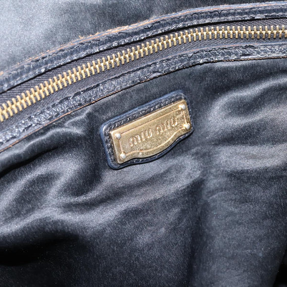 Miu Miu Hand Bag Leather Black Gold Auth 206226