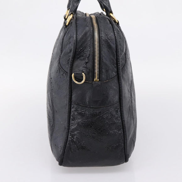 Miu Miu Hand Bag Leather Black Gold Auth 206226