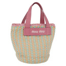 Miu Miu Hand Bag Coated Canvas Pink Silver Auth 206230-1