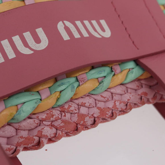 Miu Miu Hand Bag Coated Canvas Pink Silver Auth 206230