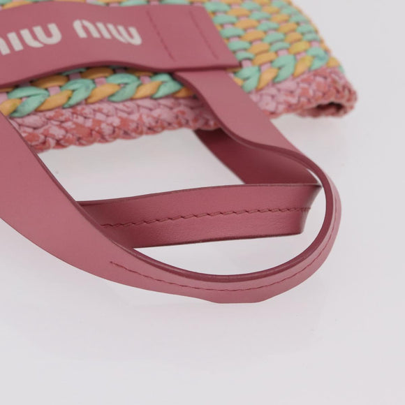 Miu Miu Hand Bag Coated Canvas Pink Silver Auth 206230