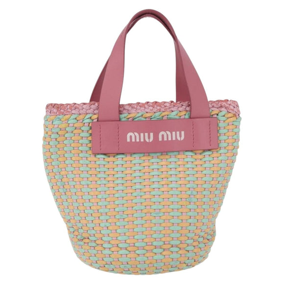 Miu Miu Hand Bag Coated Canvas Pink Silver Auth 206230
