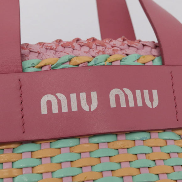 Miu Miu Hand Bag Coated Canvas Pink Silver Auth 206230