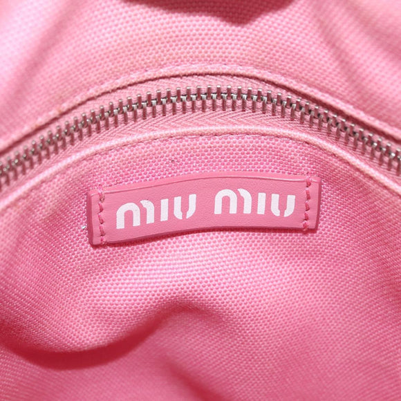 Miu Miu Hand Bag Coated Canvas Pink Silver Auth 206230