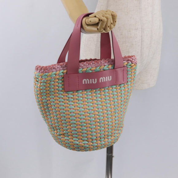 Miu Miu Hand Bag Coated Canvas Pink Silver Auth 206230
