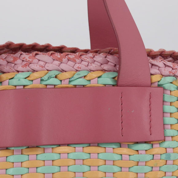 Miu Miu Hand Bag Coated Canvas Pink Silver Auth 206230