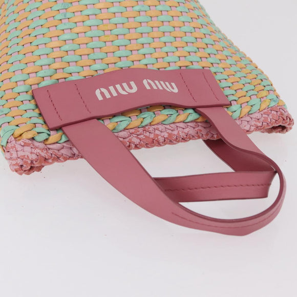 Miu Miu Hand Bag Coated Canvas Pink Silver Auth 206230