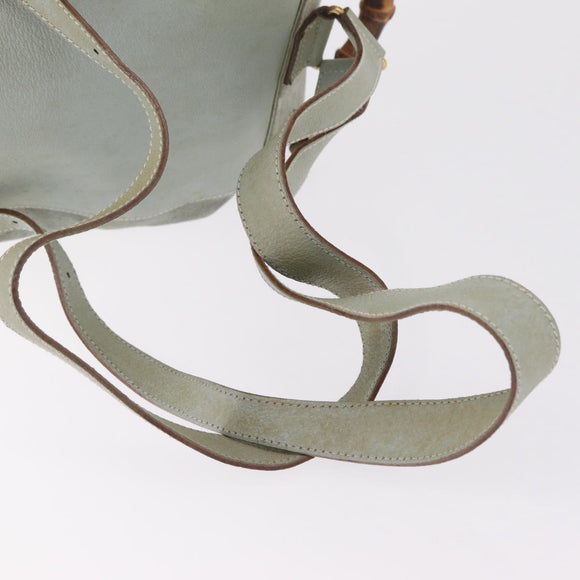 GUCCI Bamboo Backpack Leather Light Blue Gold 003 2058 0016 Auth 206231
