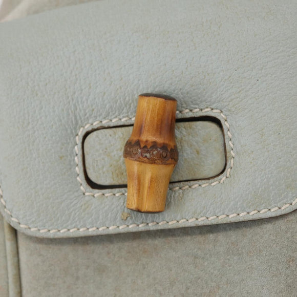 GUCCI Bamboo Backpack Leather Light Blue Gold 003 2058 0016 Auth 206231