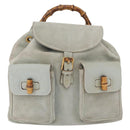 GUCCI Bamboo Backpack Leather Light Blue Gold 003 2058 0016 Auth 206231-2