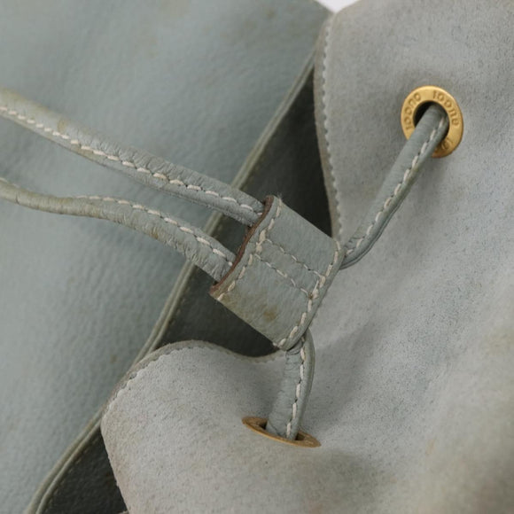 GUCCI Bamboo Backpack Leather Light Blue Gold 003 2058 0016 Auth 206231