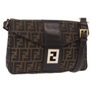 FENDI Zucca Canvas Shoulder Bag Brown Black Auth 206232A-1