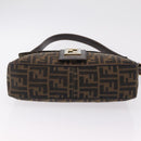 FENDI Zucca Canvas Shoulder Bag Brown Black Auth 206232A-5